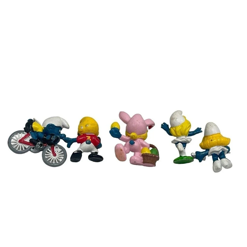 1980’s /1970’s Lot Of 5 Vintage Peyo Smurf Schleich Figures Hong Kong RARE